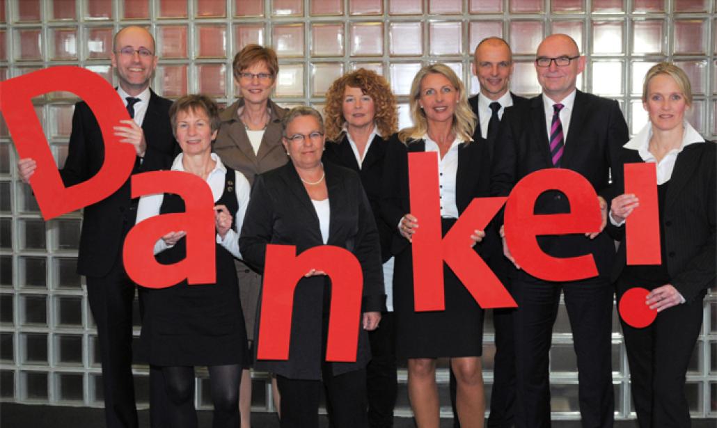 Von links: Mathias Albrecht, Elisabeth Schümann, Sybille Rohde, Sigrid Vauk, Petra Tietz, Kirstin Bauchrowitz, Jens Eichhorst, Karsten Scheide-Grenda, Silke Deuble