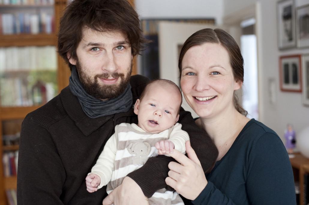 Mareike Hansen und Timo Wilke kurz nach der Geburt von Anton