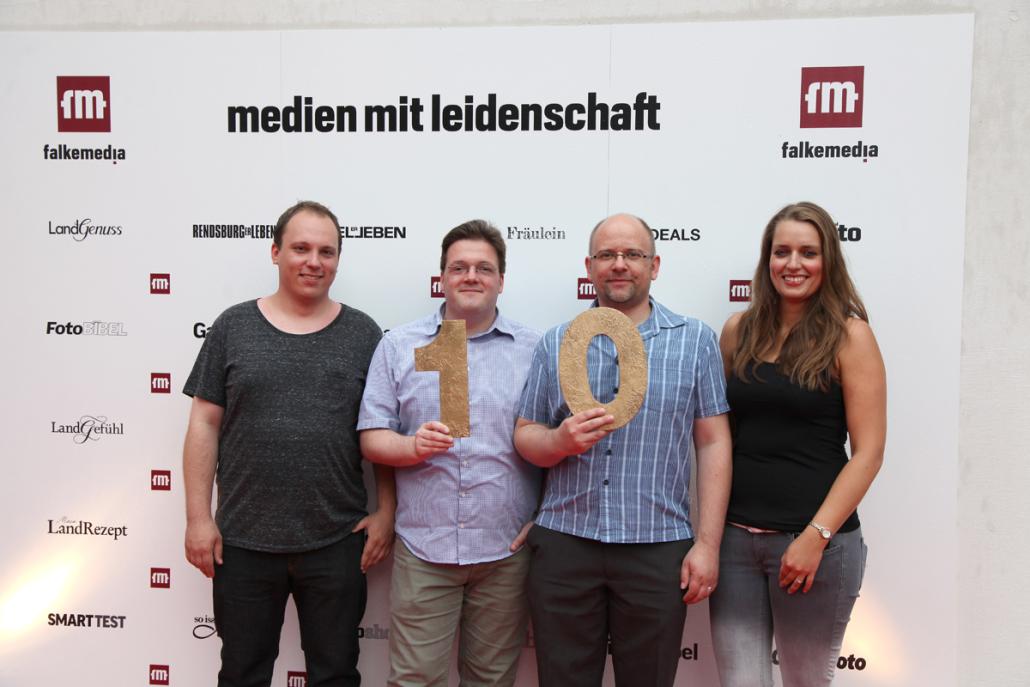 Christian Sinnig, André Schwarz, David Sondermann und Esther Acason von falkemedia