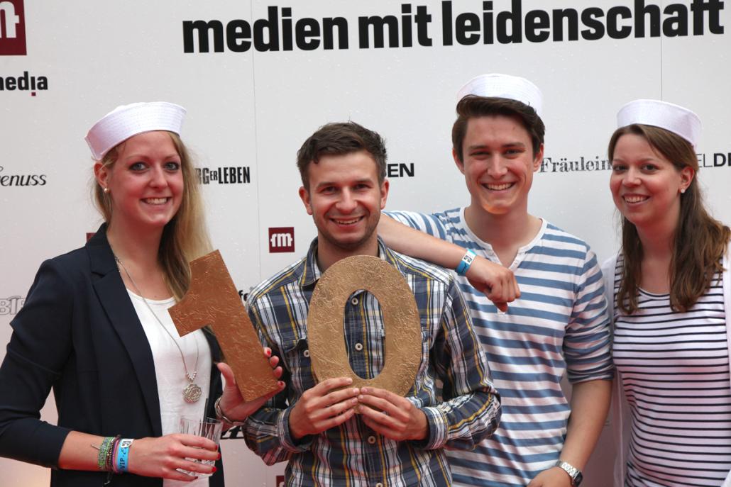 Katharina Prieß, Sebastian Claussen, Markus Westphal und Kathrin Knoll von falkemedia