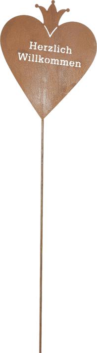 Dekorativ: Gar­tenstecker, Metall, Höhe ca. 90 cm, 3,95 Euro.