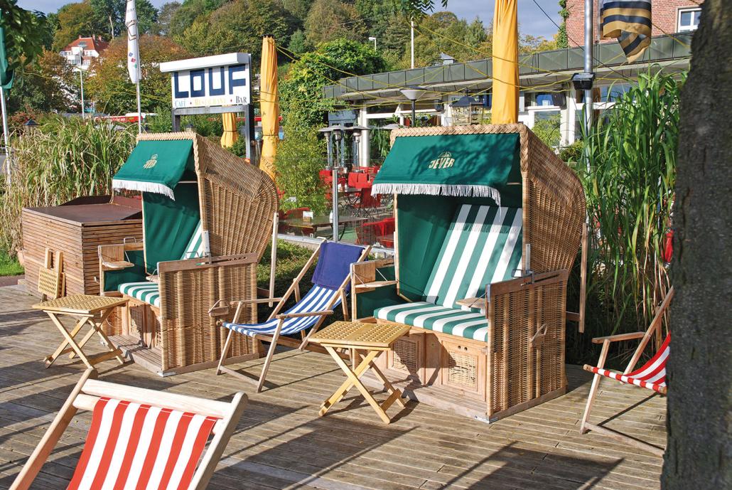 Die gemütlichen Strandkörbe laden zum Entspannen ein