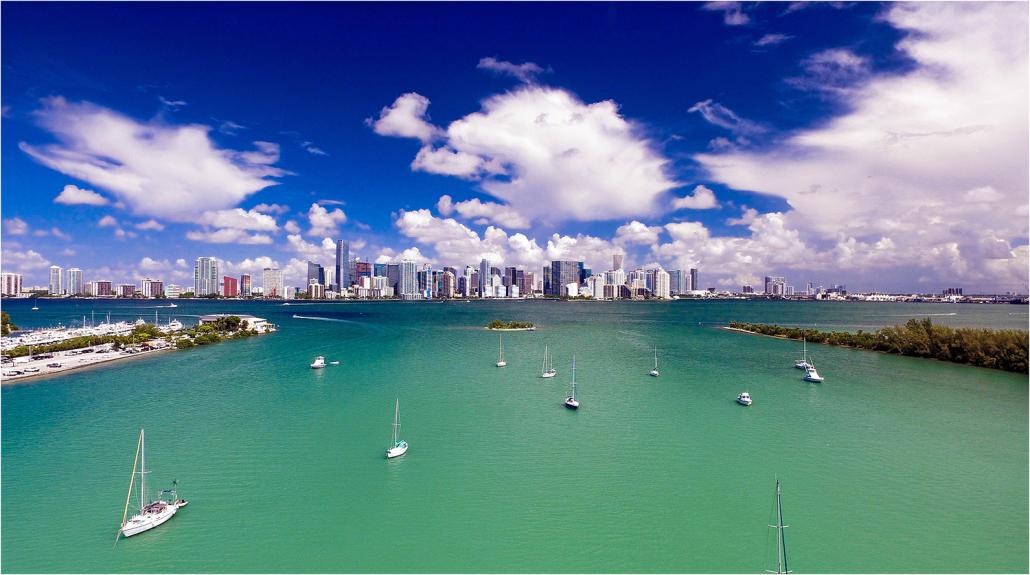 Blick von Key Biscayne in Richtung Downtown Miami