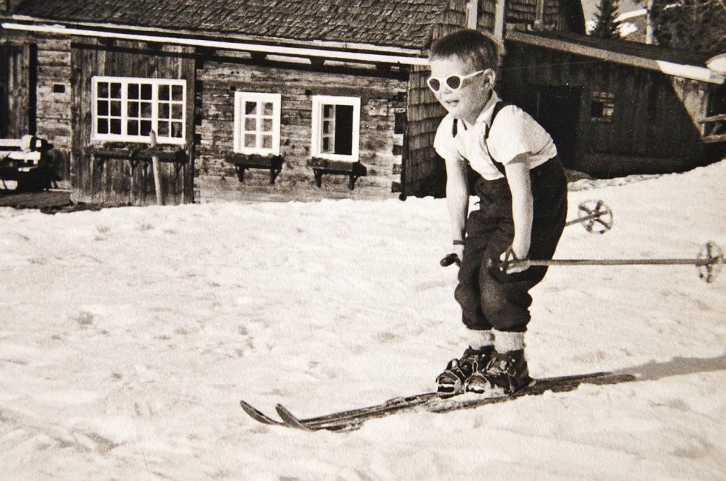 Immo mit fünf Jahren beim Skifahren