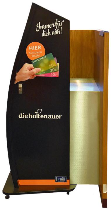 So sieht er aus: der Automat, der rund um die Uhr Geschenkgutscheine liefert