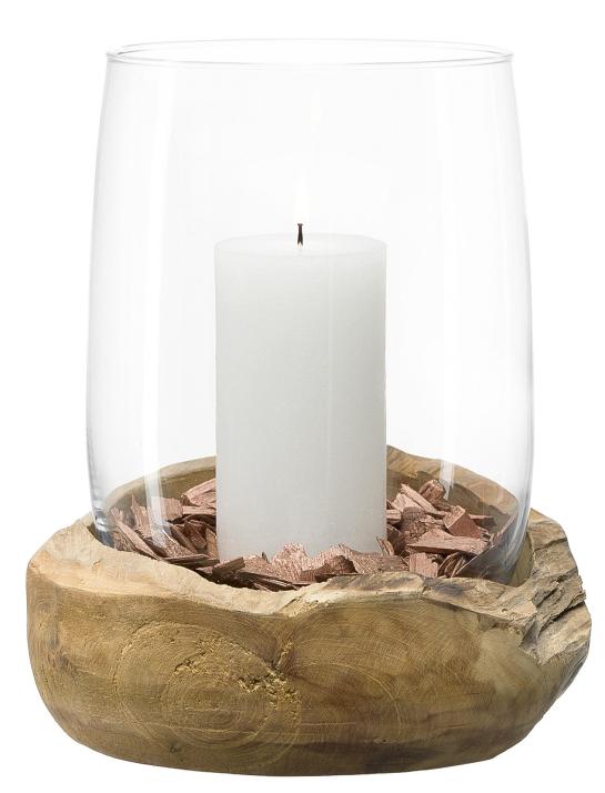 Windlicht/Schale, Glas/Teakholz, versch. Größen, statt 64,95 Euro (UVP des Herstellers) für nur je 54,95 Euro