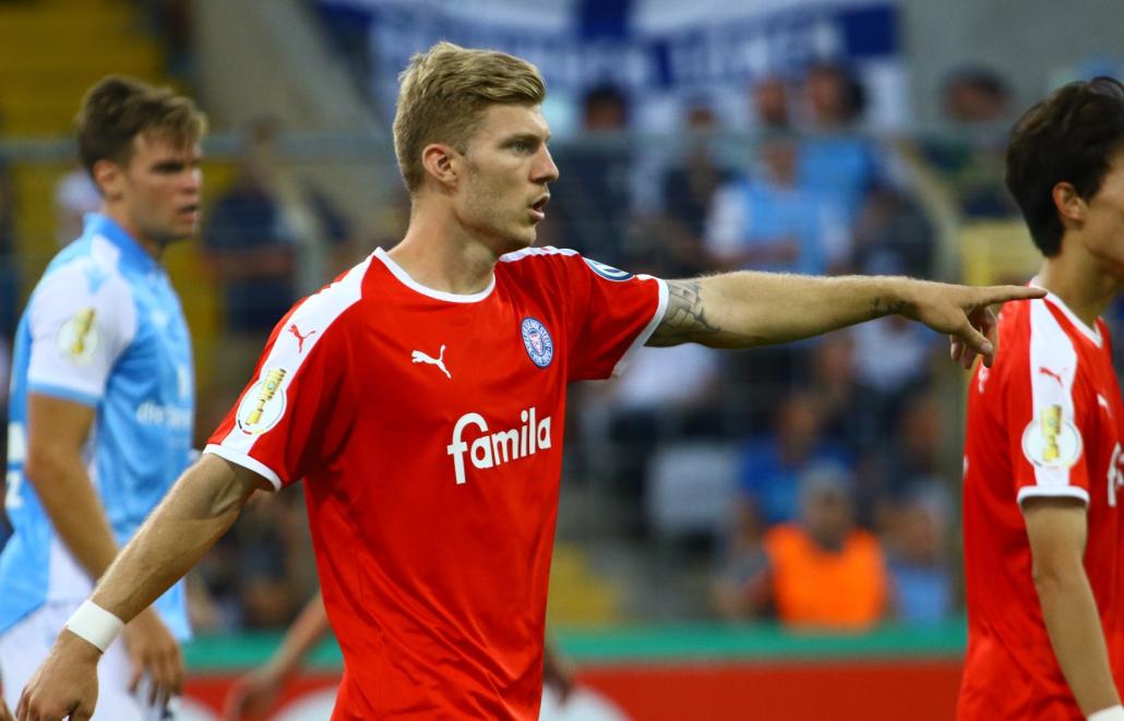 Alexander Mühling trug mit seinen beiden Toren maßgeblich dazu bei, dass Holstein die nächste Runde des DFB-Pokals erreichte