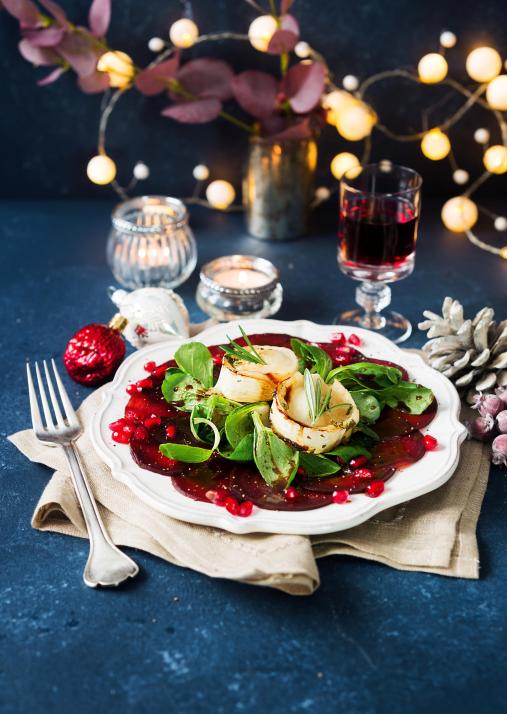 Rote-Bete-Carpaccio mit Ziegenkäse