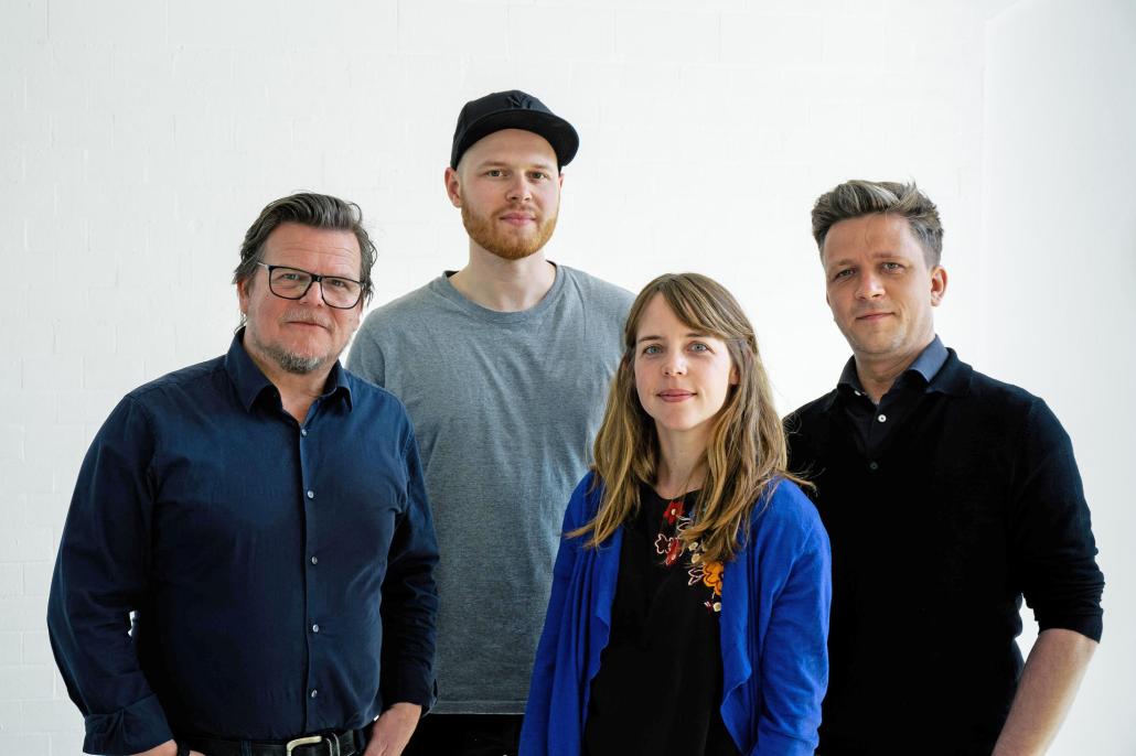 Das Team des SciComLabs: Tom Duscher, Manuel Reitz, Susanne Landis und Konrad Rappaport (v. li.)