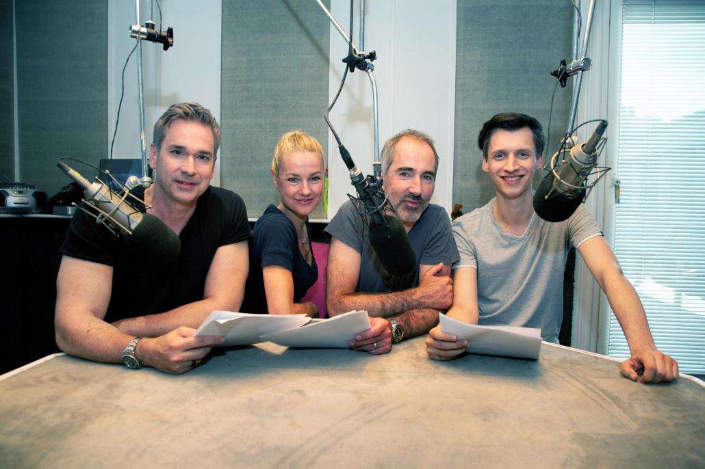 Manou Lubowski, Rhea Harder-Vennewald, Sascha Dreager und Diakow (v. l.) gehen mit dem Hörspiel TKKG live auf Tour

