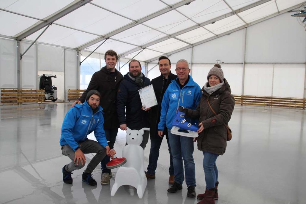 Paul Frost (interevent), Julius Rabe (Geschäftsführer MOBY), Johannes Hesse (Leiter Stadt- und Citymanagement, Kiel-Marketing e. V.), Sönke Schuster (Pressesprecher Stadtwerke Kiel), Thomas Hein (Geschäftsführer interevent) und Kathrin Groß...