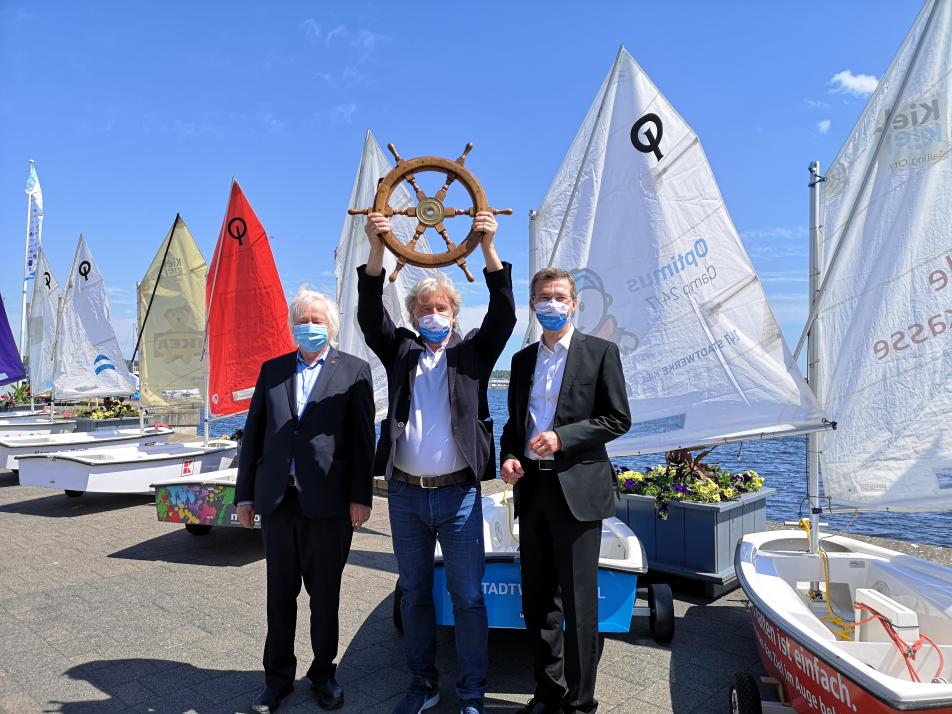Stadtpräsident Hans-Werner Tovar, Uwe Wanger, Geschäftsführer von Kiel-Marketing und Frank Meier, Vorstandvorsitzender der Stadtwerke Kiel AG freuen sich auf den Start des Camp 24/7