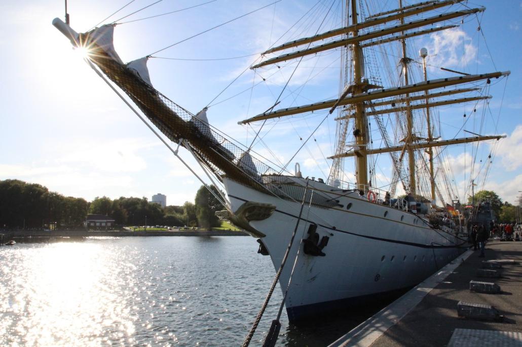 Die Gorch Forck liegt wieder an ihrer Mole im Kieler Heimathafen