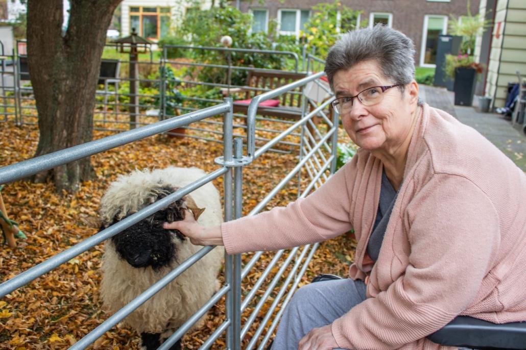 Bewohnerin Marianne Anders ist ganz vernarrt in Schaf „Jimmy".