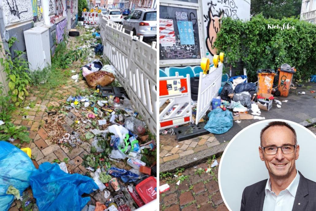 Die Müllsituation war Kirchenweg in Gaarden blieb über mehrere Wochen äußerst bedenklich.