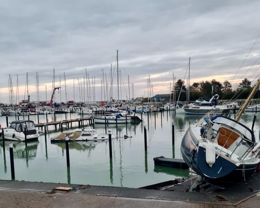 Auch der Hafen von Damp wurde von der Sturmflut hart getroffen.