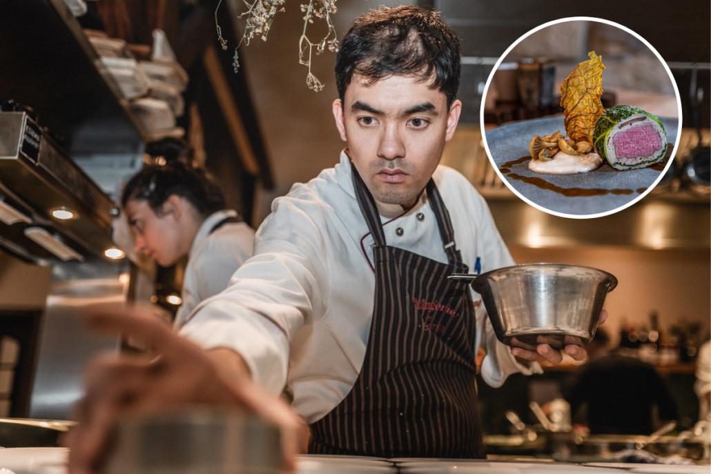 Patissier Taro Bünemann bereitet am 24. März in der Orangerie im Maritim Seehotel Timmendorfer Strand ein Dessertmenü zu.