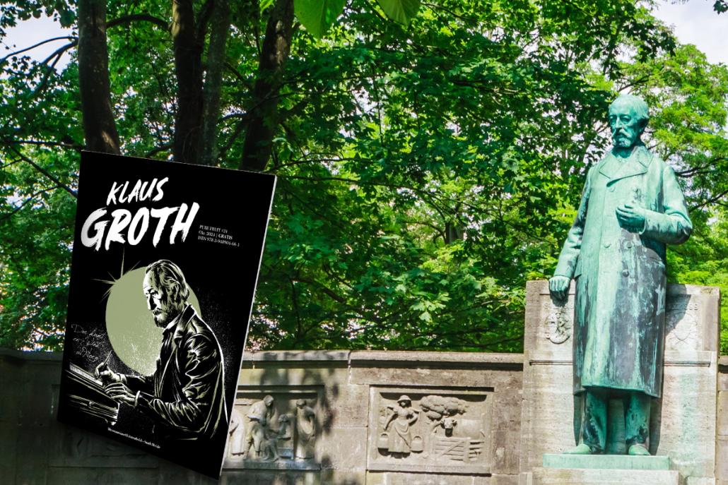 Klaus Groth starb 1899 in Kiel und wurde mit dieser Statue in der Landeshauptstadt verewigt.