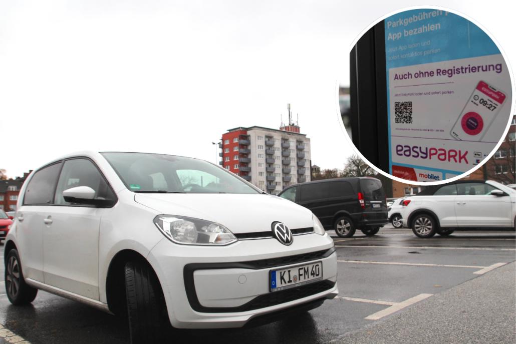 Etwa auf dem Kieler Exerzierplatz ist es möglich, mit Easy Park das Auto gebührenpflichtig und ohne Bargeld abzustellen.