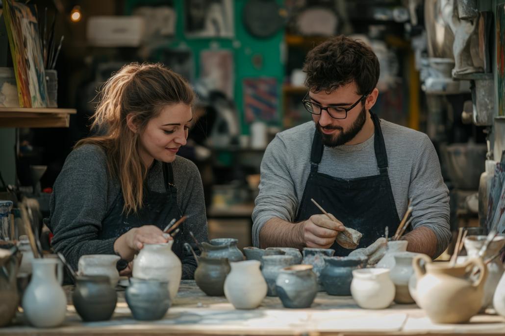 Ein Töpferkurs kann eine kreative Idee für ein Date am Valentinstag sein – schon einmal ausprobiert?