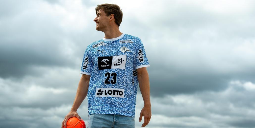 THW-Spieler-Ikone Rune Dahmke im Kieler-Woche-Trikot des Rekordmeisters.