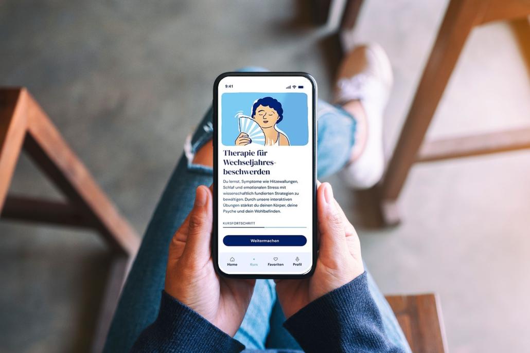 Frieda Menova: Die digitale Therapie-App setzt auf kognitive Verhaltenstherapie und hilft Frauen, Wechseljahresbeschwerden wie Hitzewallungen und Nachtschweiß zu lindern.